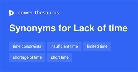antonyms for no <strong>time</strong> Most relevant. . Lack of time synonym